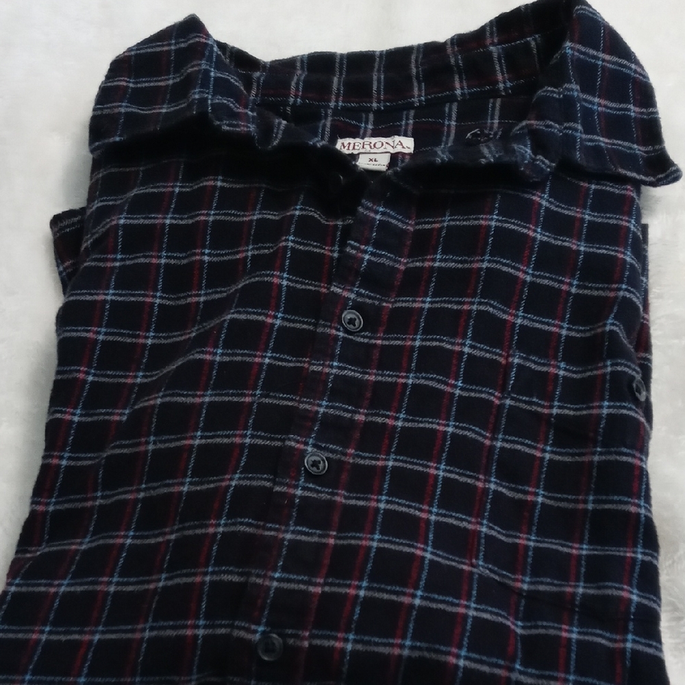 Merona Navy and Red Checkered Shirt